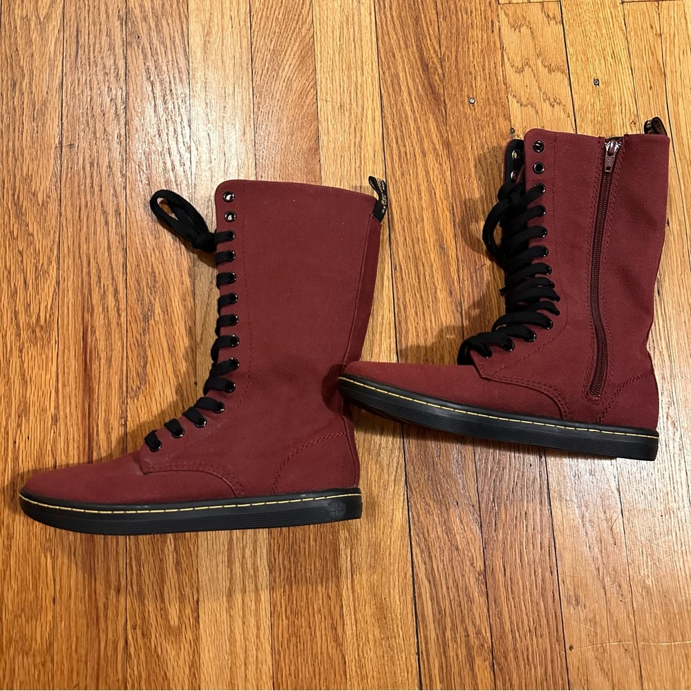 Dr.Martens Women’s Battersea Lace Cherry Red Combat Boots Size 6 NWOT